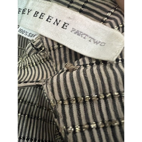 Vintage Geoffrey Beene 14 Gold Stripe Long Aleeve Silk  Shift Dress w - Picture 7 of 13